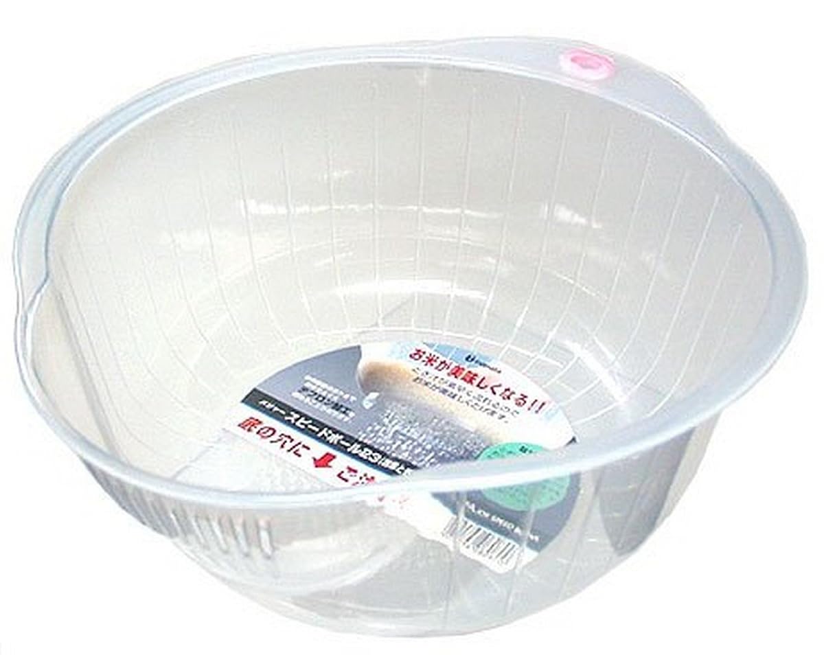 2 x Japanese Rice Washing Bowl with Side and Bottom Drainers, White