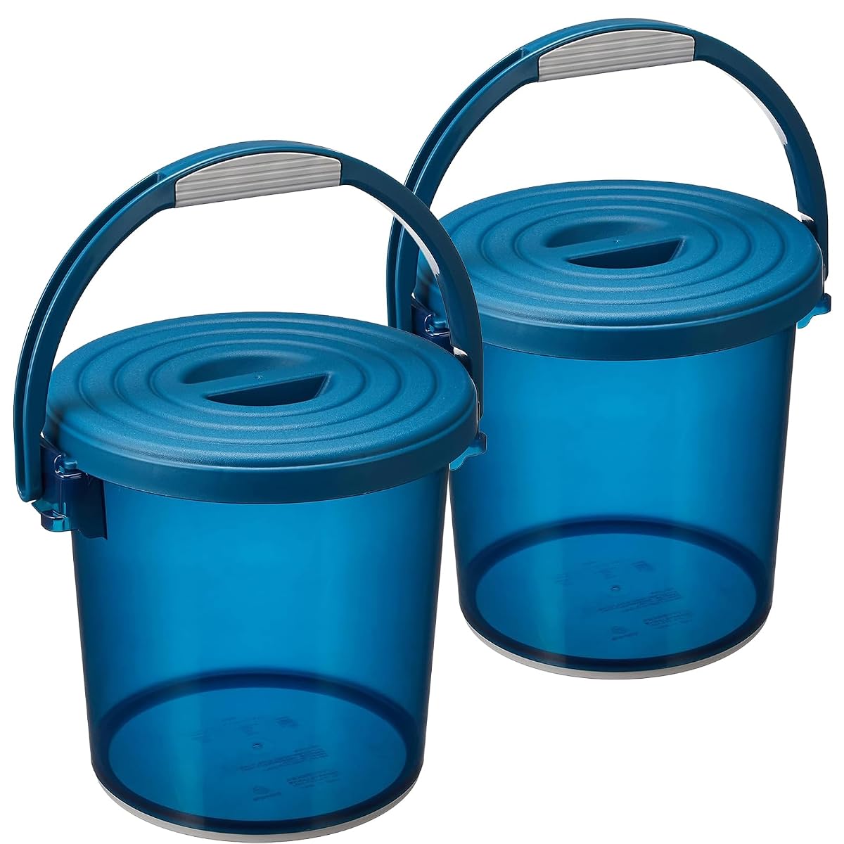 Bucket with Lid, Splash 5, Clear Blue, Set of 2