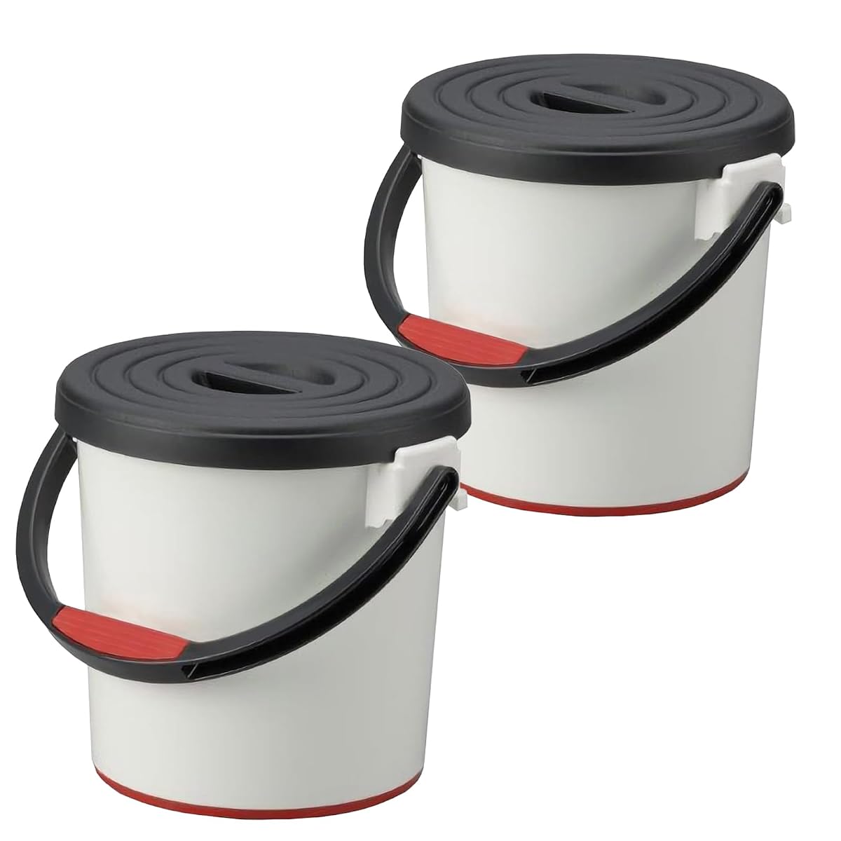 Bucket with Lid, Splash 5, White, Set of 2