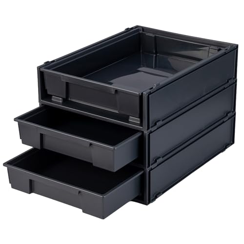 File Tray & Rack, Set of 3, Black, Compatible with A4