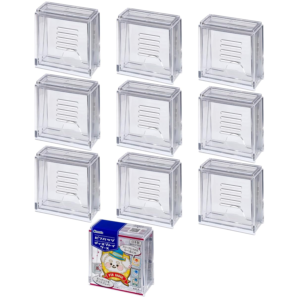 Pin Badge Display Case, Clear, 10 Pieces