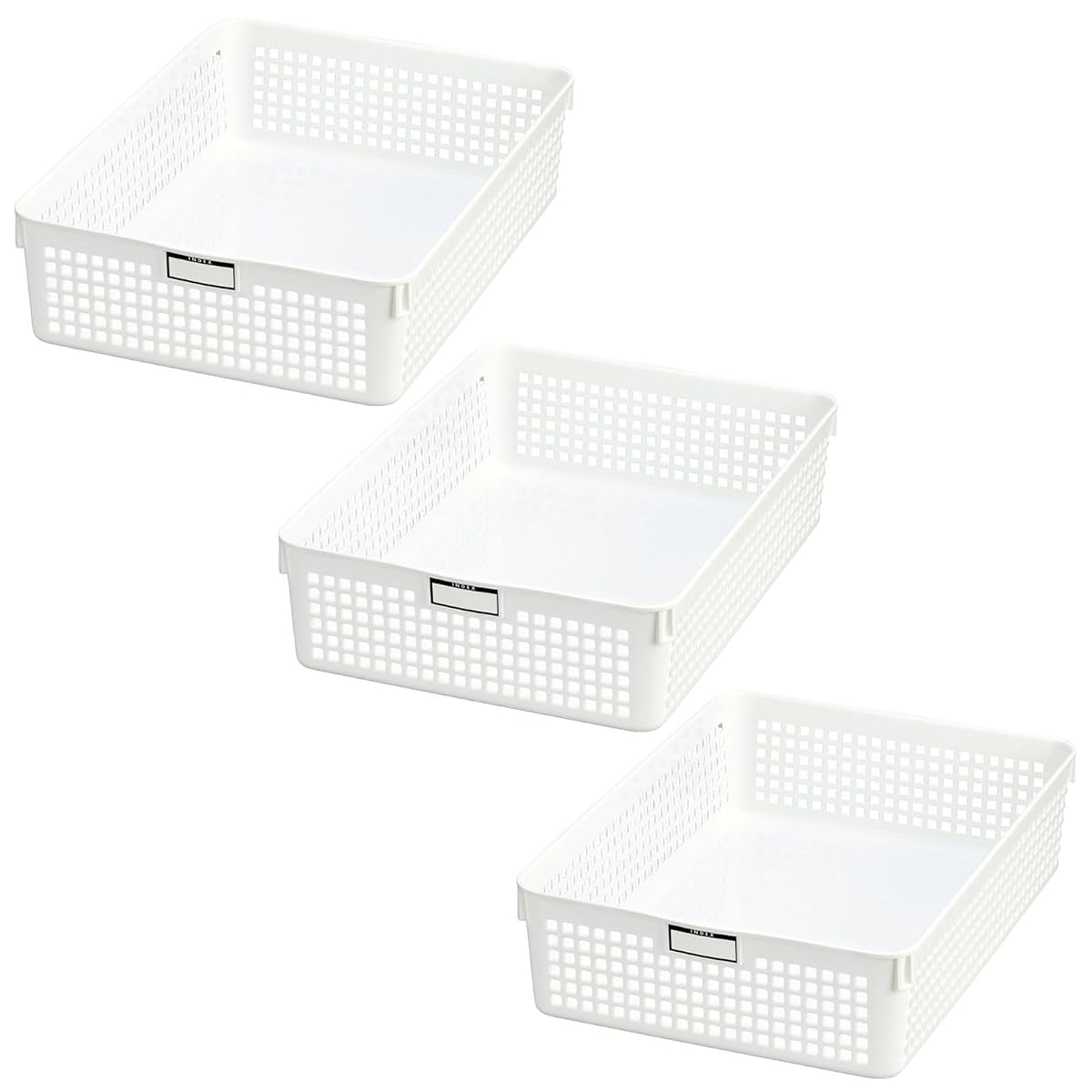 Storage Basket, Name Basket, A4, White, Set of 3