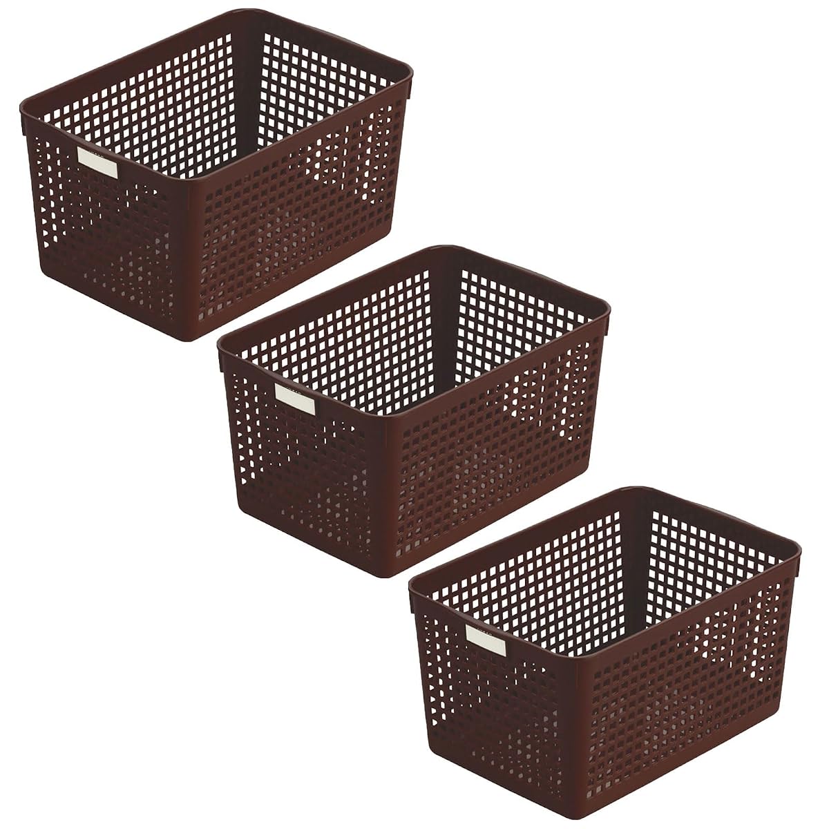 Storage Basket, Name Basket, Deep Brown, Set of 3