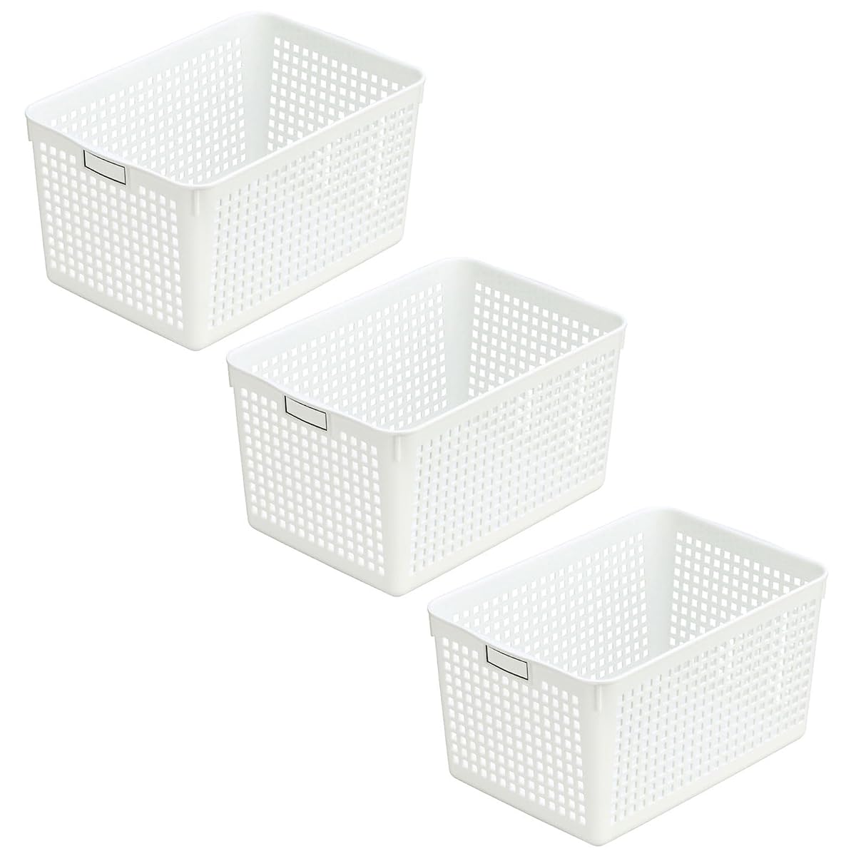 Storage Basket, Name Basket, Deep White, Set of 3