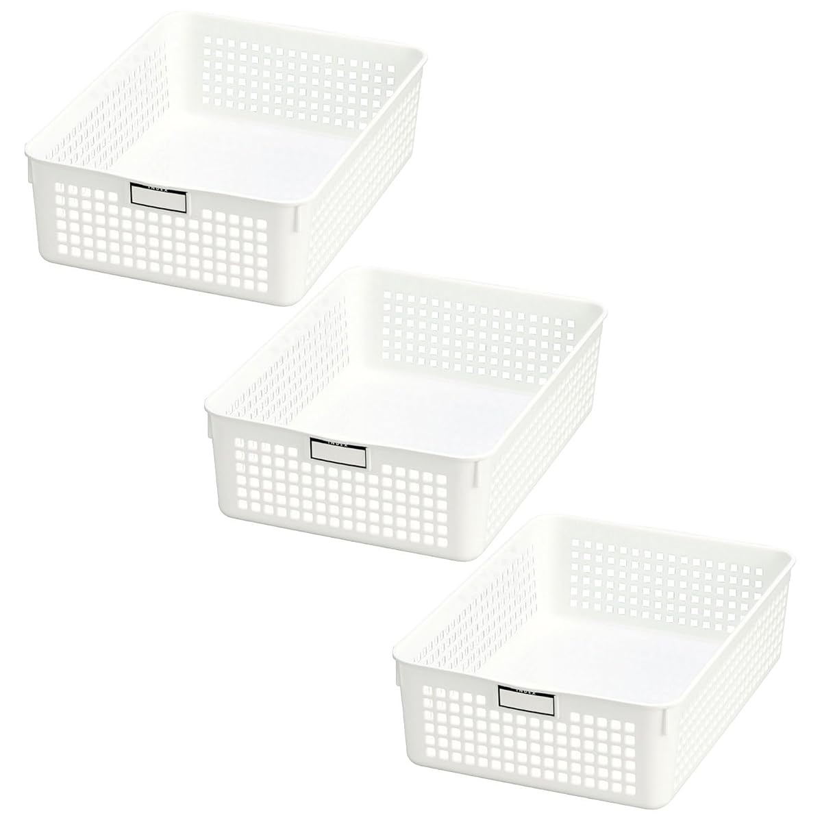 Storage Basket, Name Basket, White, Set of 3