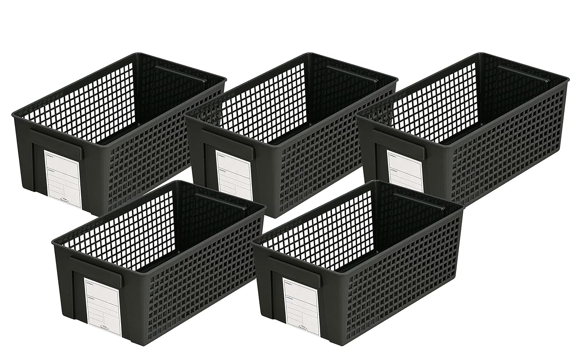 Storage Basket Trim Basket Wide, Set of 5, Black
